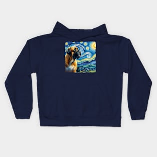 Starry Mastiff Dog Portrait - Pet Portrait Kids Hoodie